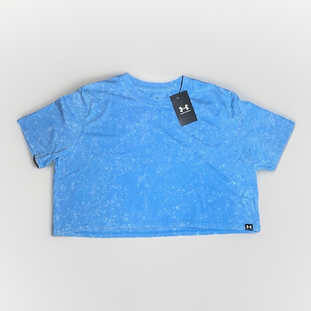 Under Armour Shirt Womens XSmall Blue UA Rival Wash SS Loose Fit Cropped‎ Tee